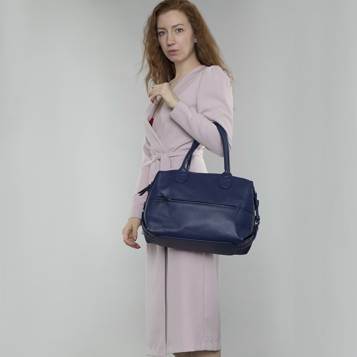 Сумка женская, отдел на молнии, 2 наружных кармана, цвет синий