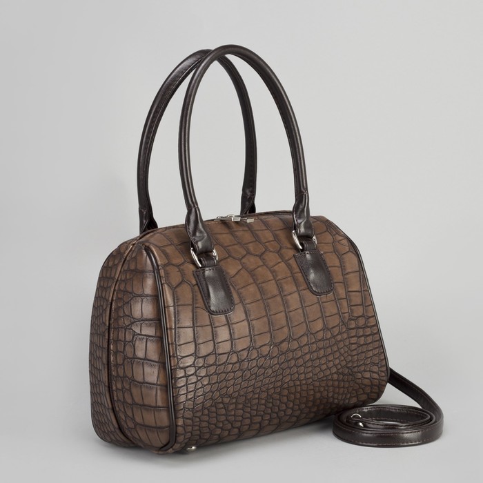 Сумка жен, отдел на молнии, наружный карман, длинный ремень, цвет коричневый