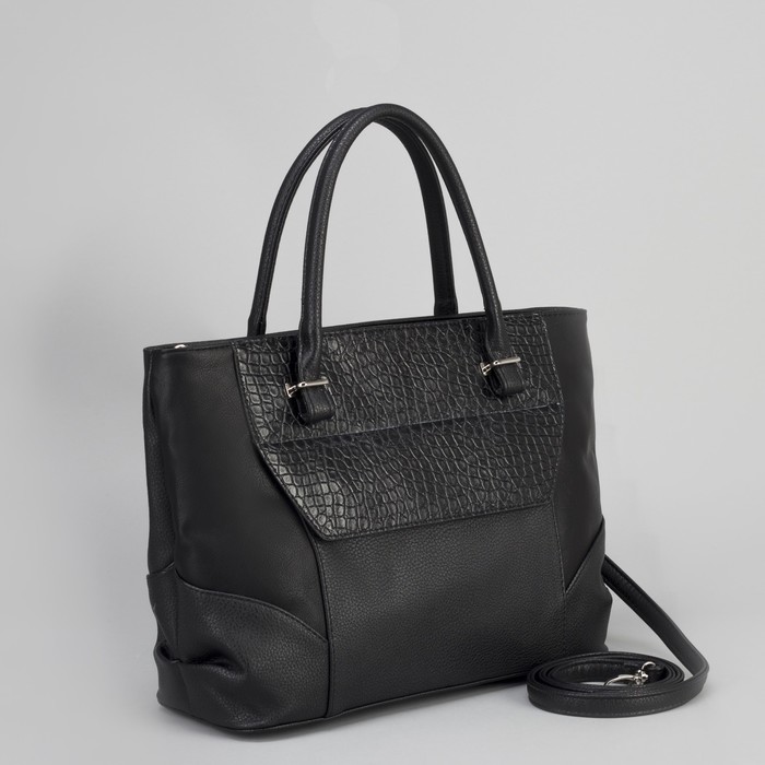 Сумка женская, отдел на молнии, наружный карман, цвет чёрный