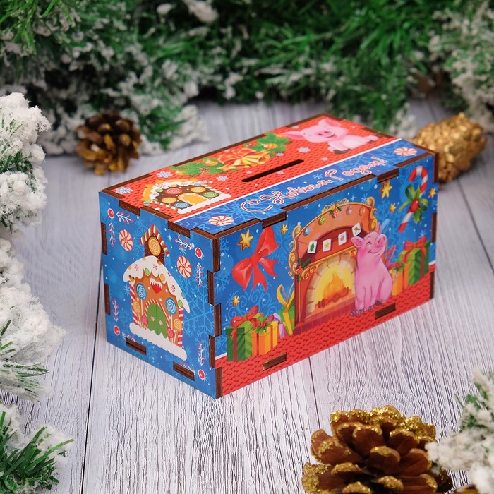 Копилка "С Новым Годом!" поросёнок у камина