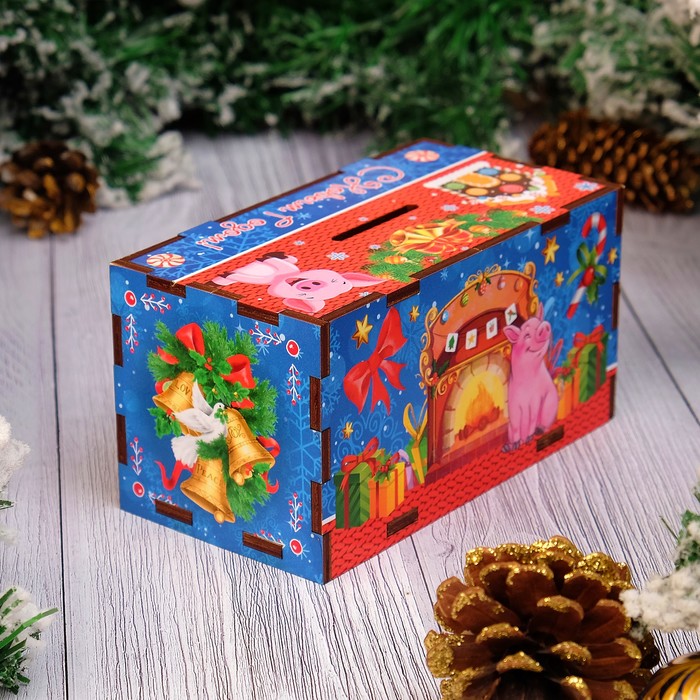 Копилка "С Новым Годом!" поросёнок у камина