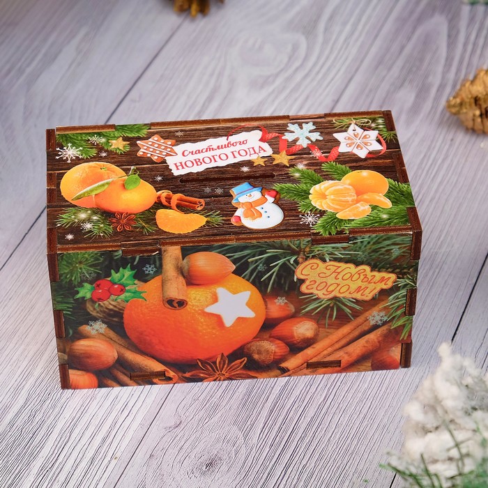Копилка "Счастливого Нового Года" мандарины, корица