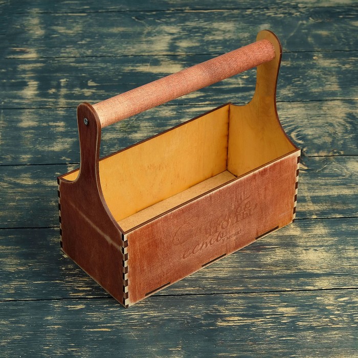 Кашпо флористическое "Спасибо, что ты есть..", деревянная ручка, красное дерево, 23х11х22см 386688