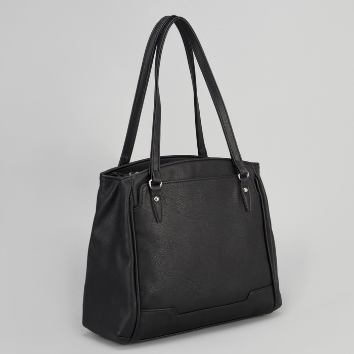 Сумка женская, 1 отдел на молнии, 2 наружных кармана, цвет чёрный