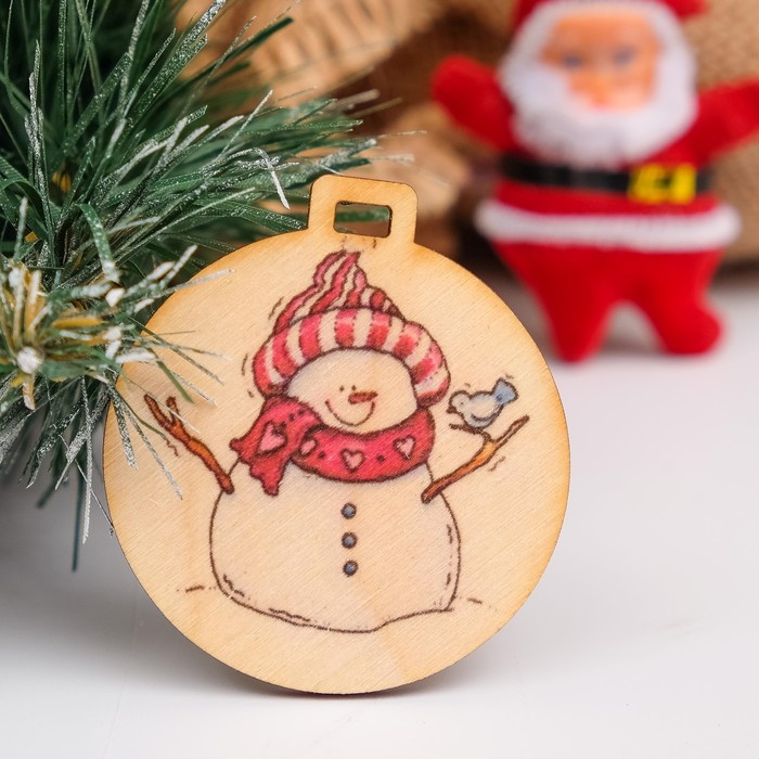 Бирка "Снеговик", D=5см