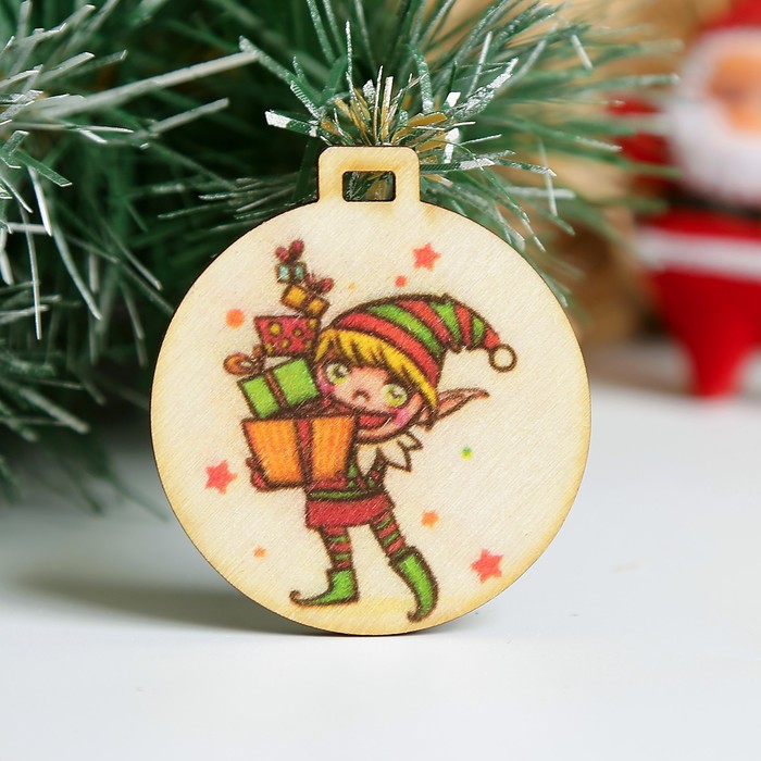 Бирка "Деовчка с подарками", D=5см