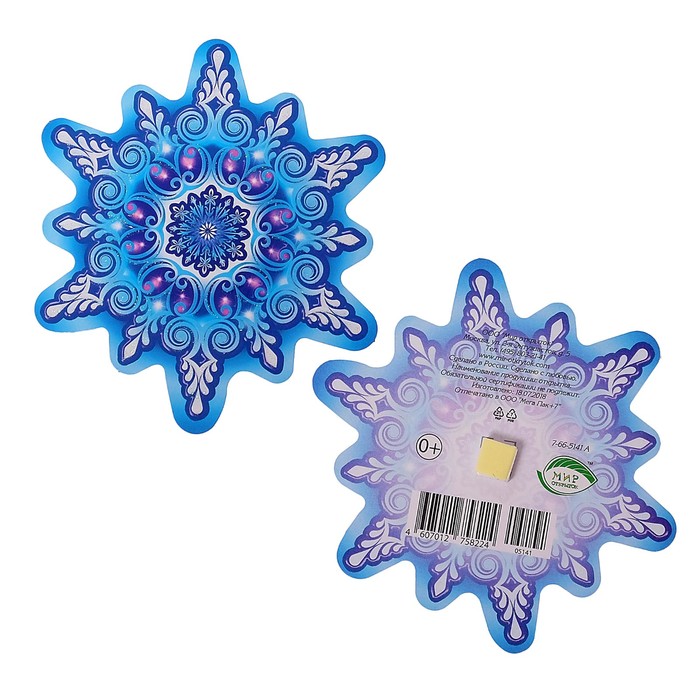 Открытка на липучке "Новогодняя", снежинка