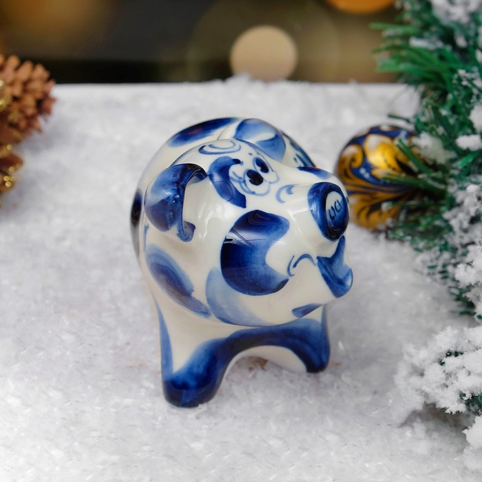 Сувенир «Поросенок Антонио», 10см, гжель