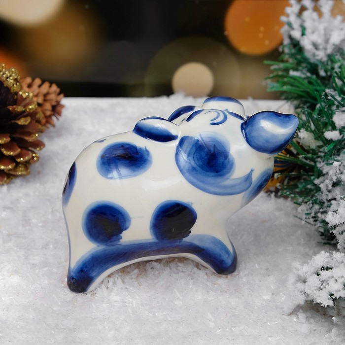 Сувенир «Поросенок Антонио», 10см, гжель