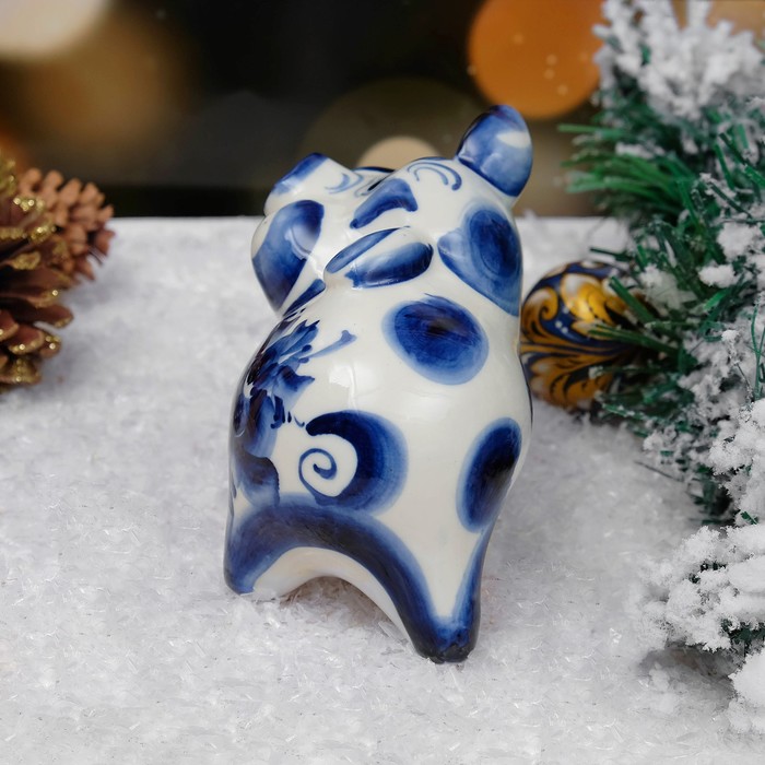 Сувенир «Поросенок Антонио», 10см, гжель