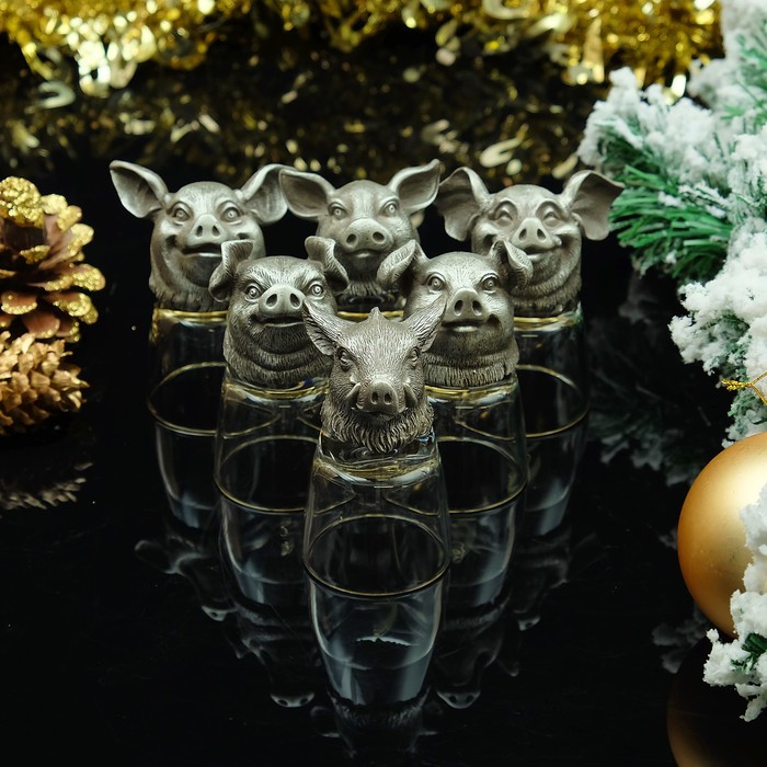 Набор из 6-и стопок «Свинки», 50 мл, D=4,5 см H=8,5 см