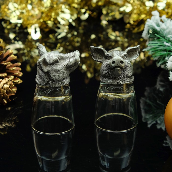 Набор из 2-х стопок «Свинки», 50 мл, D=4,5 см H=8,5 см