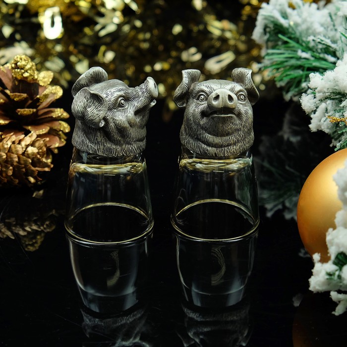 Набор из 2-х стопок «Свинки», 50 мл, D=4,5 см H=8,5 см