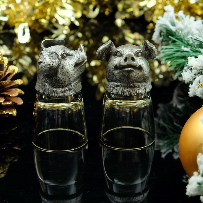 Набор из 2-х стопок «Свинки», 50 мл, D=4,5 см H=8,5 см