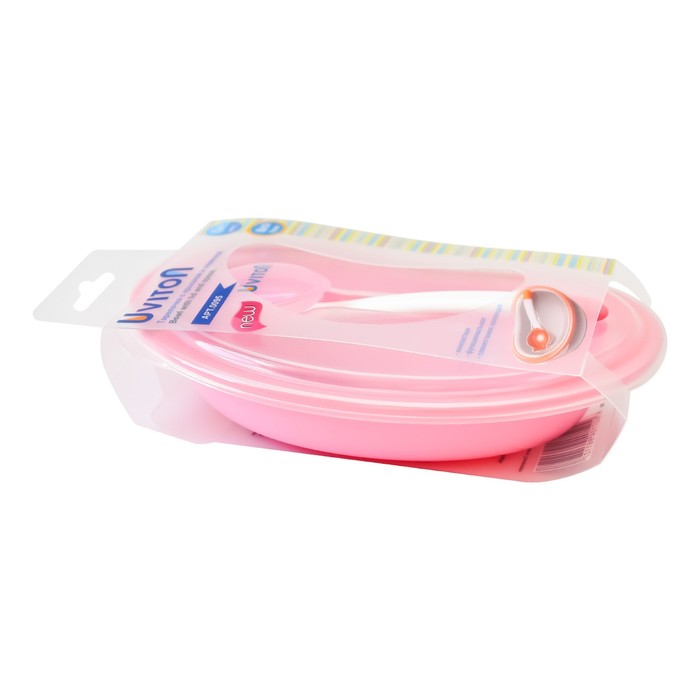 Тарелочка с ложкой и крышечкой, розовая