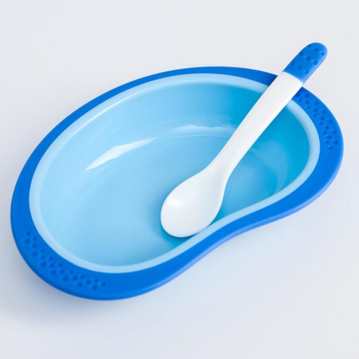Тарелочка с ложкой и крышечкой, бирюзовая