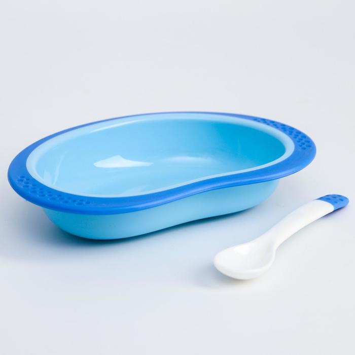 Тарелочка с ложкой и крышечкой, бирюзовая