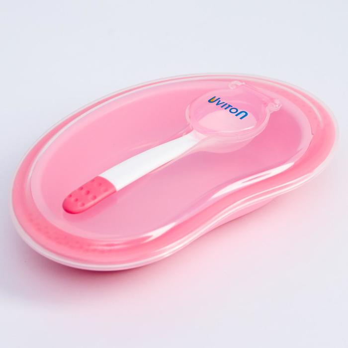 Тарелочка с ложкой и крышечкой, бирюзовая