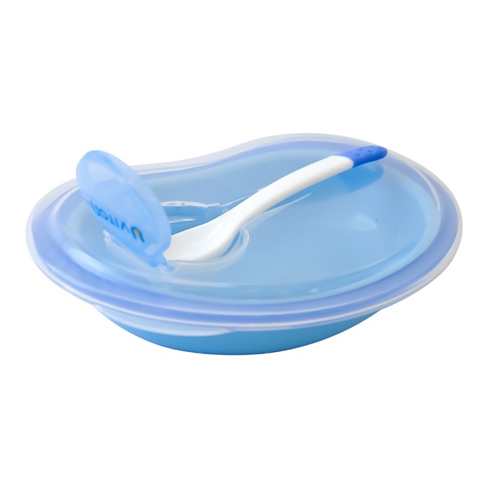 Тарелочка с ложкой и крышечкой, синяя