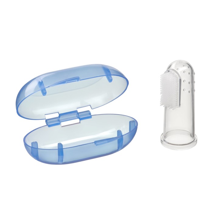 Зубная Щётка на палец с футляром FINGER SILICONE, лиловая, от 6 мес.