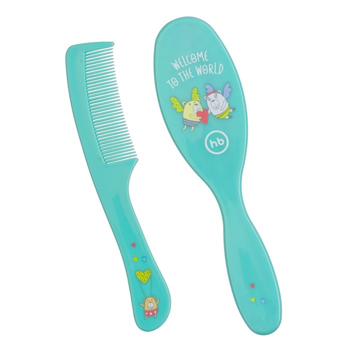Набор щёток для волос Happy Baby BRUSH COMB SET, бирюзовый, от 0 мес.