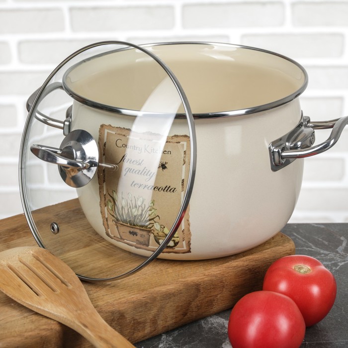 Набор кастрюль сферических "Натюрель", 3 шт: 2,5 л, 3,5 л, 5 л, стеклянные крышки