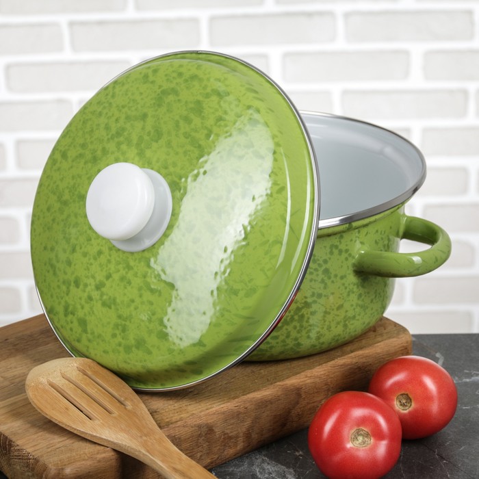 Набор кастрюль конических "Киви", 3 шт: 2 л, 3 л, 4 л, эмалированные крышки