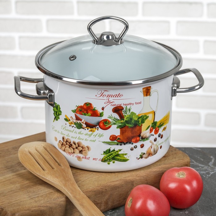 Набор кастрюль цилиндрических "Томато", 3 шт: 2 л, 3 л, 5,5 л, стеклянные крышки