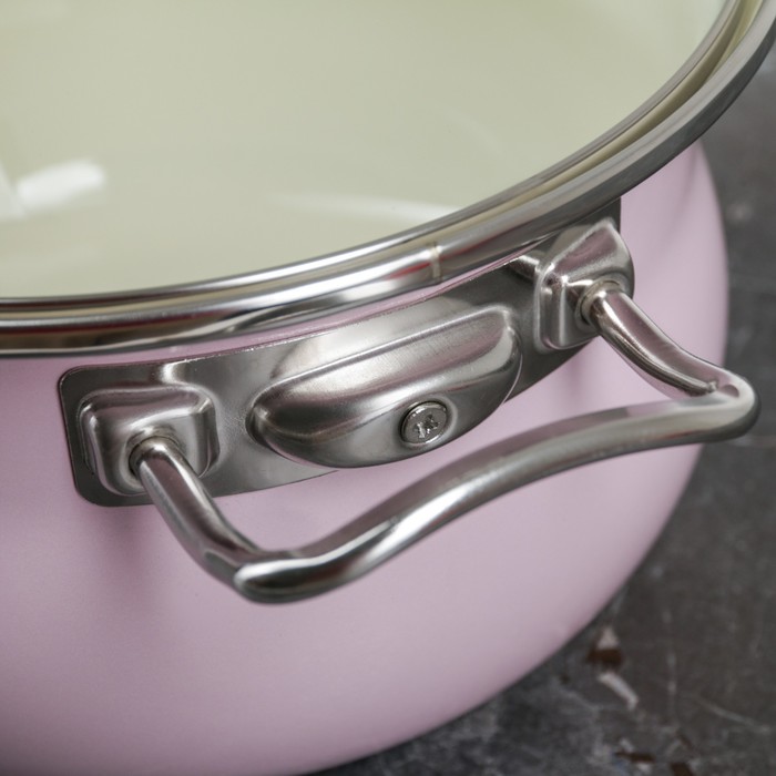 Набор кастрюль цилиндро-сферических "Фламинго", 3 шт: 1,5 л, 2,5 л, 3,5 л, стеклянные крышки