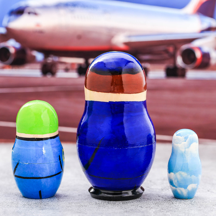 Матрешка 3 кукольная "Летчик" 11 см