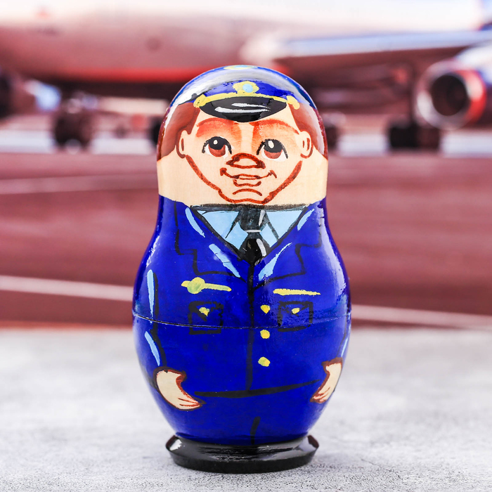 Матрешка 3 кукольная "Летчик" 11 см