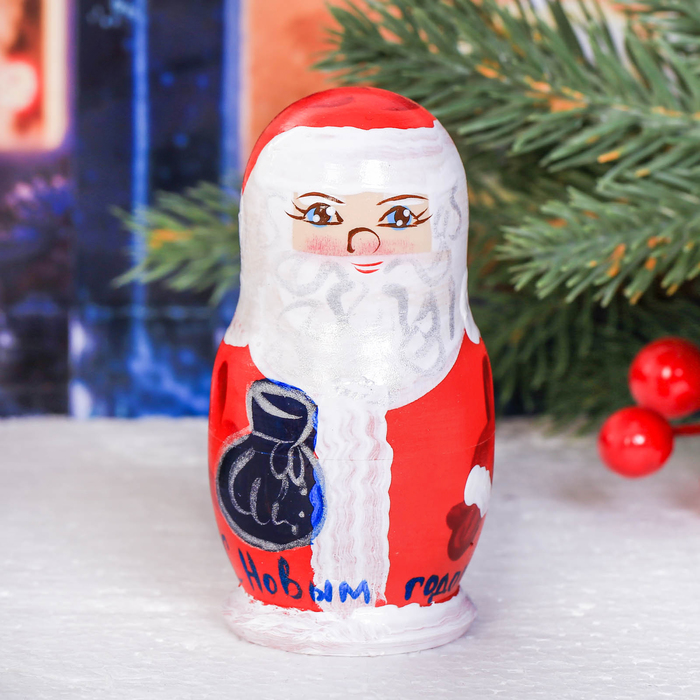 Матрешка 3 кукольная "С Новым Годом!" 11 см