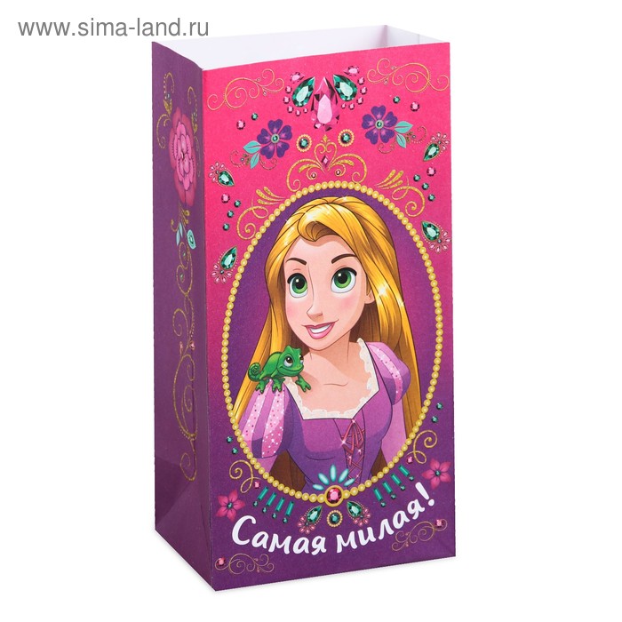 Пакет подарочный без ручек Самая милая!, Принцессы,10 х19.5 х7 см
