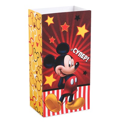 Пакет подарочный без ручек "Супер!", Микки Маус,10 х19.5 х7 см