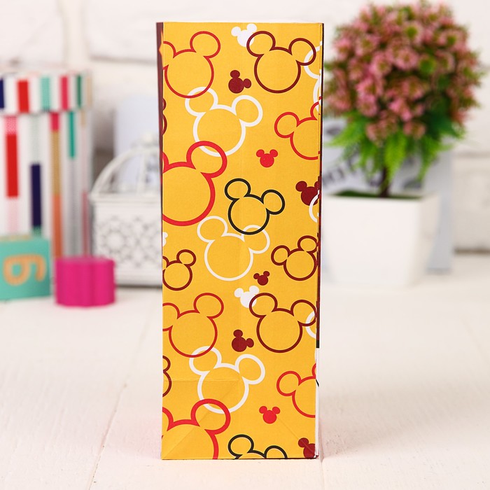 Пакет подарочный без ручек "Супер!", Микки Маус,10 х19.5 х7 см