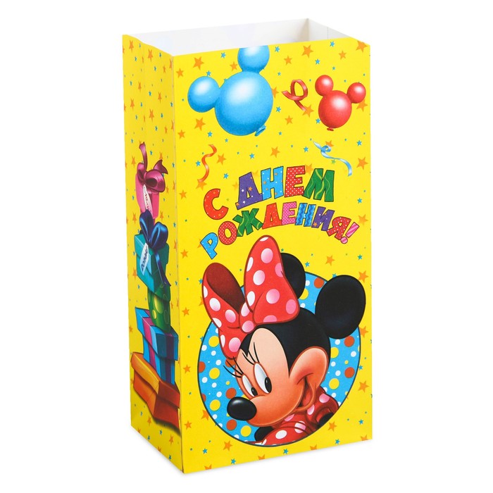 Пакет подарочный без ручек "С Днём Рождения!", Микки маус и друзья,10 х19.5 х7 см