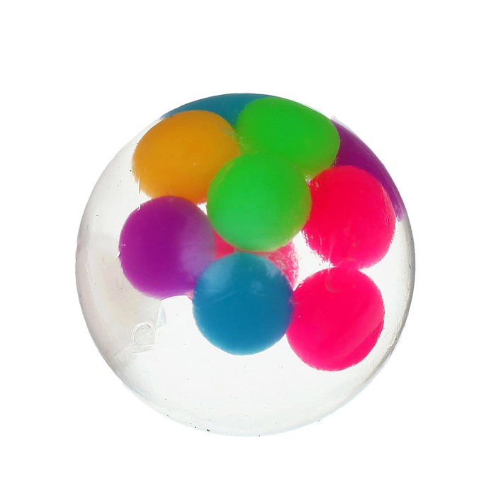 Мялка "Мяч" с цветными шариками в нутри, прозрачный