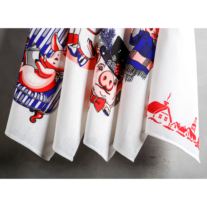 Комплект полотенец для кухни Spany 35x61 2шт, рогожка, хл.100%, Хрюнь Босс