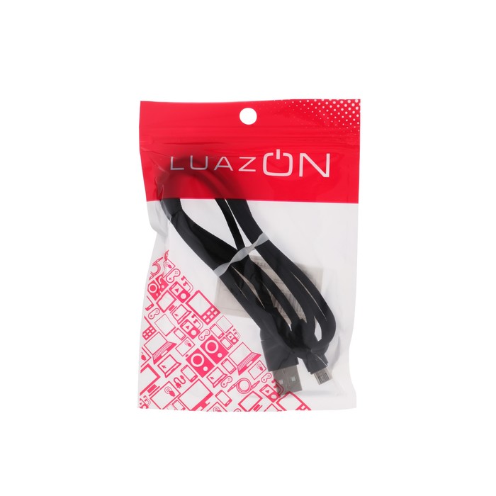 Провод для зарядки и передачи данных Luazon, microUSB, в текстильной оплётке, 1м, микс