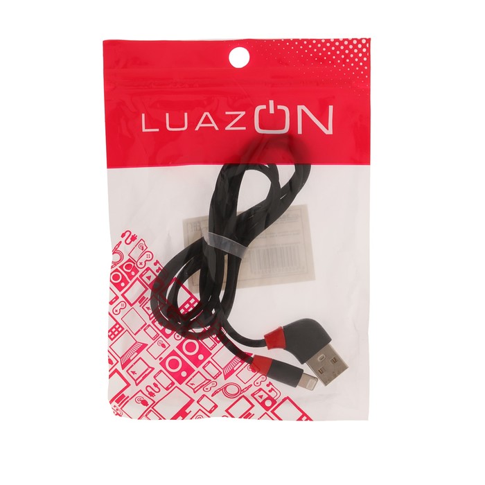 Провод для зарядки и передачи данных Luazon, IPhone 5-X, силикон, 1м, наклонный разъём, микс