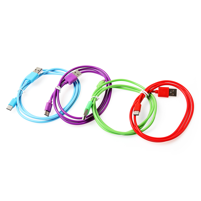 Провод для зарядки и передачи данных Luazon, Type C, в силиконовой оплётке, 1м, микс