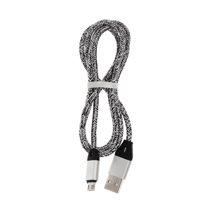 Провод для зарядки и передачи данных Luazon, MicroUSB, текстильная оплётка, 1 метр, микс