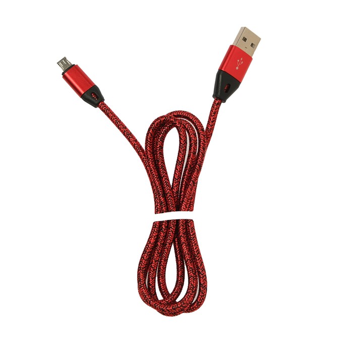 Провод для зарядки и передачи данных Luazon, MicroUSB, текстильная оплётка, 1 метр, микс