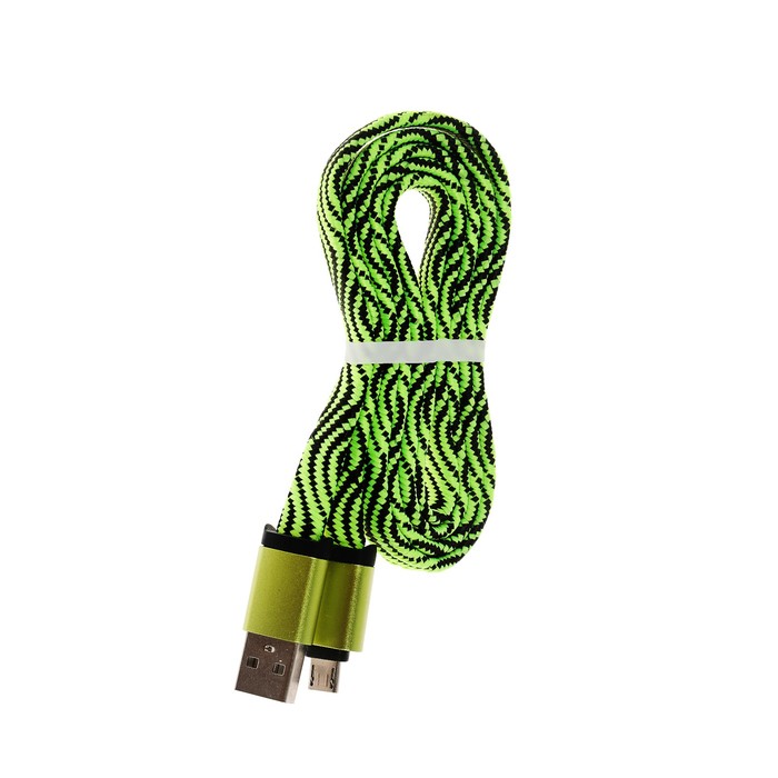 Провод для зарядки и передачи данных Luazon, MicroUSB, текстиль, плоский провод, 1 м, микс