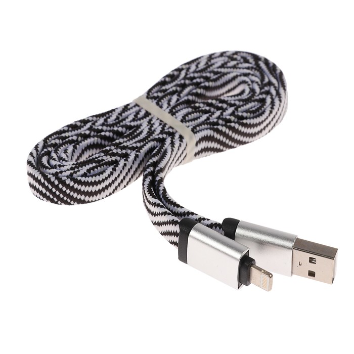 Провод для зарядки и передачи данных Luazon, IPhone 5-X, текстиль, плоский провод, 1 м, микс