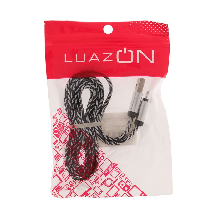 Провод для зарядки и передачи данных Luazon, IPhone 5-X, текстиль, плоский провод, 1 м, микс