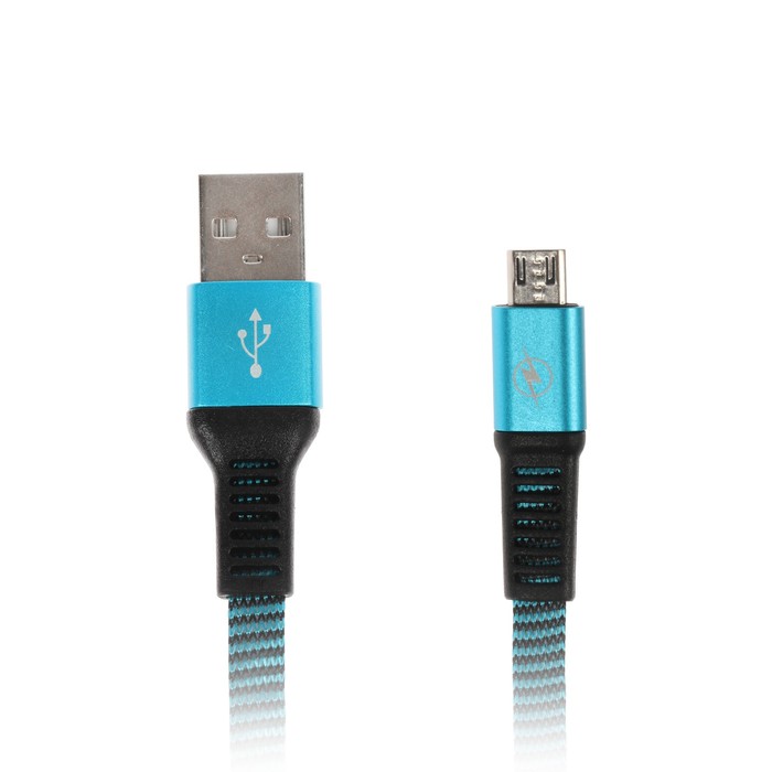 Провод для зарядки и передачи данных Luazon, MicroUSB, текстиль, плоский провод, 1 м, микс