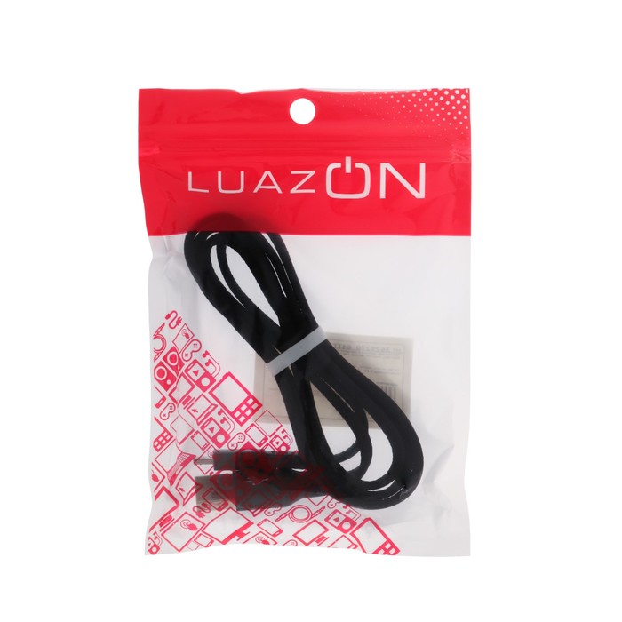 Провод для зарядки и передачи данных Luazon, MicroUSB, текстиль, плоский провод, 1 м, микс