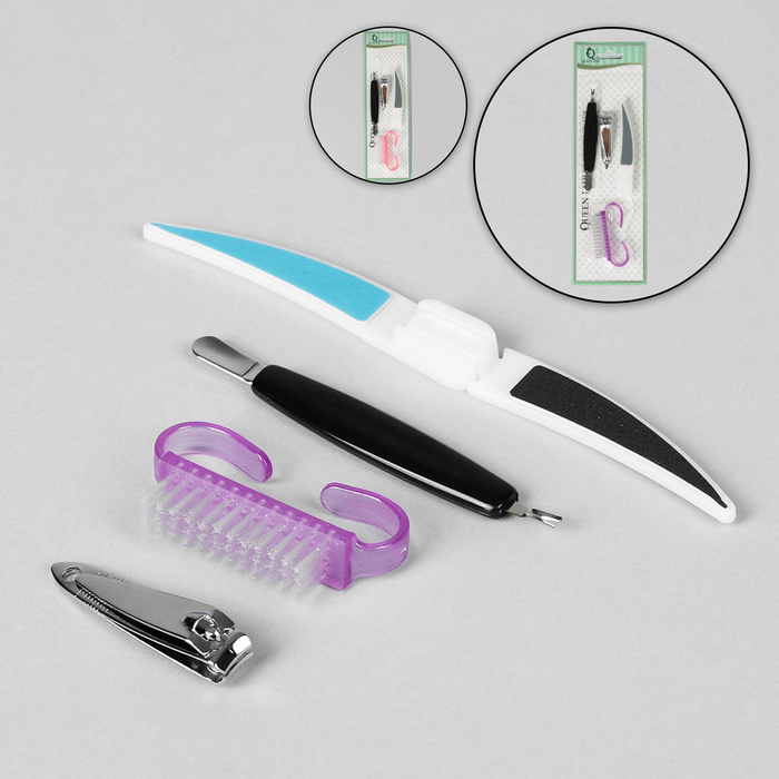 Набор маникюрный, 4 предмета, цвет МИКС