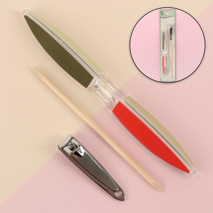 Набор маникюрный, 3 предмета, разноцветный